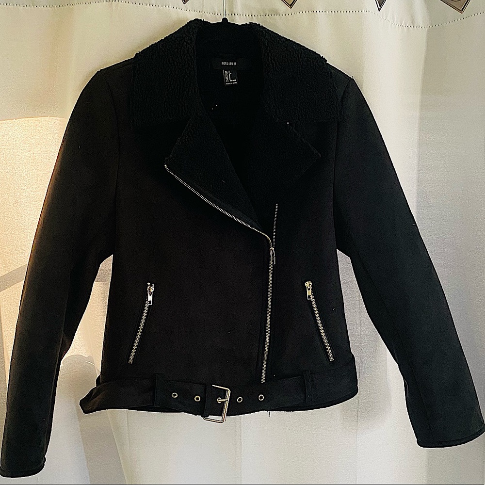 Forever 21 Belted Black Moto Jacket